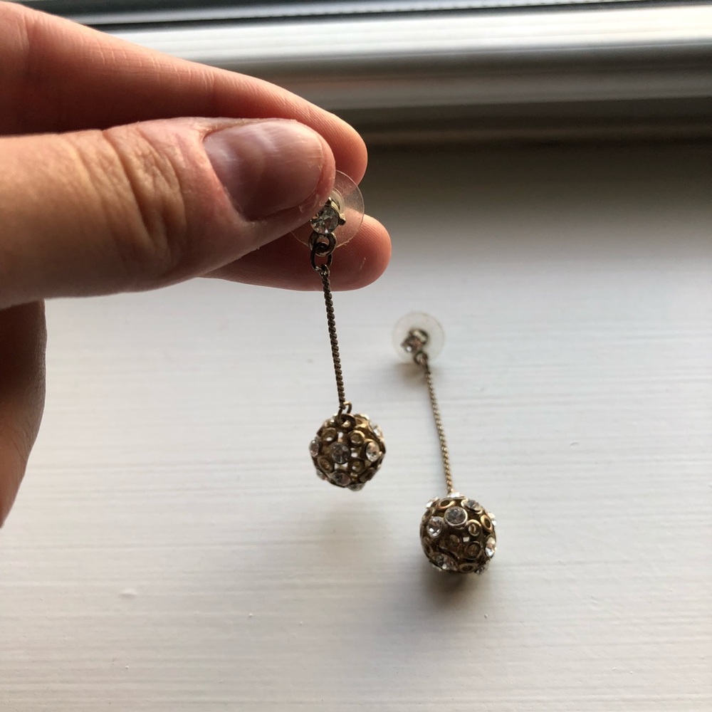 Stunning vintage gold & diamond drop ball earrings - Picture 5 of 7